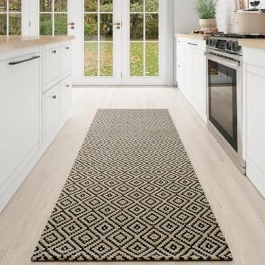 Imagem de QiCaiJia Tapete de corredor de corredor 5 x 15 cm, lavável para cozinha, antiderrapante, tapete ultrafino para entrada embaixo da porta, tapete boho de algodão macio de baixa pilha para lavanderia ao