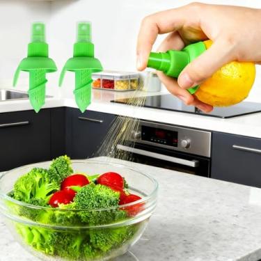 Imagem de Pacote com 2 mini extrator de espremedor de limão, spray manual, cítrico, prático, suco, pulverizador, utensílio de cozinha, fácil para salada