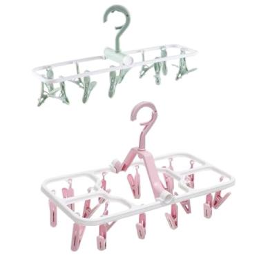 Imagem de Kit 2 Varal Oval Multiuso com 16 Pregadores Cada Organizador para Roupas Íntimas Meias e Calcinhas 32 Ideal para a Sua Lavanderia Original Base Branca Pregadores na Cor Variável