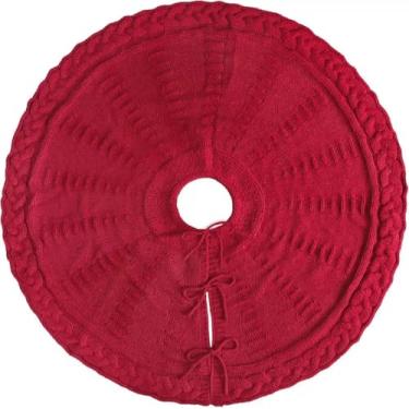 Imagem de Saia de árvore marrom de Natal vermelha escura de 91 cm, base redonda grande para saias HTree, decorações rústicas de casa de fazenda, para árvore de Natal de 1,8 a 2,8 m, saia de árvore de Natal