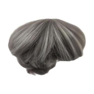 Imagem de Peruca de boneca 1/4 bjd sd cabelo preto curto fibra de alta temperatura estilo cauda de lobo antigo conjunto de cabelo branco cinza