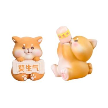 Imagem de Generic Conjunto de 2 Estátuas de Animais para Painel de Carro, Acessórios Fofos para Decoração de Mesa de Escritório, Escultura Criativa para Quarto, Filhote de Cachorro