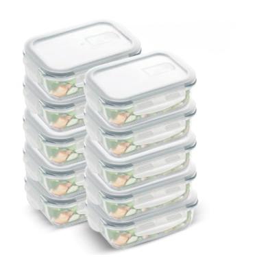 Imagem de Kit 10 Potes Herméticos de Vidro com Tampa Hermética 1040ml - 4 Travas, Marmita de Vidro para Armazenamento de Alimentos, Pote Hermetico com Tampa(KIT 10 PEÇAS 370ML)