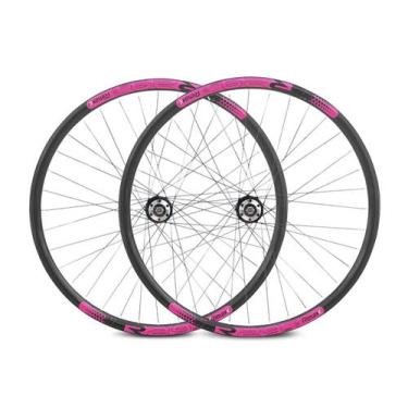 Imagem de Par Roda Aro 29 Rimaxx Aero R29 Cubo Cassete Preto Rosa