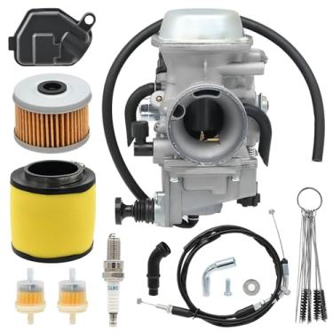 Imagem de Hypersky Carburador TRX300 para Honda 300 TRX300FW Fourtrax TRX300 TRX350 Carb ATV 1988-2000 com peças de filtro de óleo e kit de êmbolo de válvula de cabo de estrangulamento de vela de ignição