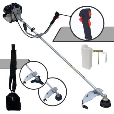 Imagem de Roçadeira Robusta Com Sistema Anti-Vibração Toyama TBC43H À Gasolina 2T 43cc 1,7HP 12.000rpm 2 Opções de Corte Com Lâmina 3 Pontas + Carretel de Nylon