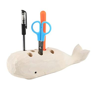 Imagem de Porta-lápis de madeira para esculpir à mão, porta-lápis, moldura para exibição