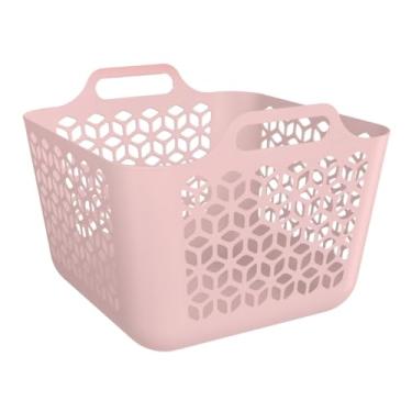 Imagem de Cesto Organizador De Roupas M Com Alça 30L Multiuso Lavanderia Quarto Área De Serviço cesto de roupa suja(Rosa)