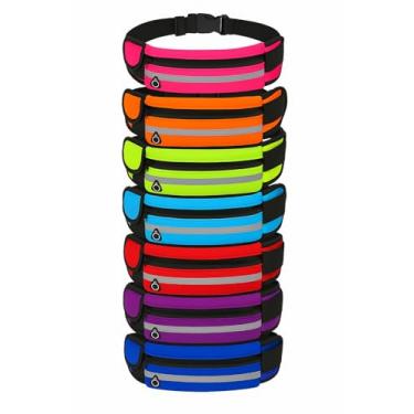 Imagem de Pochete Slim Fitness Premium, Impermeável, 3 Compartimentos, Ajustável até 120cm, Faixa Refletiva, Neoprene, para Corrida, Academia e Esportes, Multicolorido, com Saída para Fone