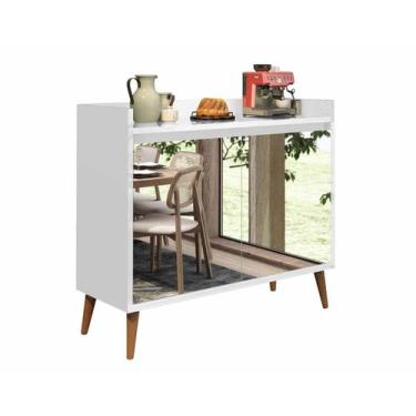 Imagem de Buffet Aparador Retrô com Espelho Clássico 2 Portas Branco Gloss - Mov