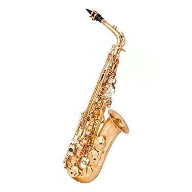 Imagem de Golden E-Flat Saxofone Alto Profissional Latão Banhado a Ouro Saxofone Alto para Tocar Instrumentos
