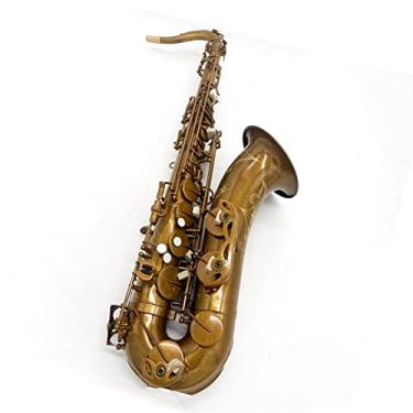 Imagem de Saxofone tenor profissional B-Flat marrom antigo instrumento saxofone saxofone tenor