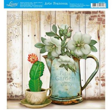 Imagem de Papel para Arte Francesa Litoarte 21x21cm Flor e Cacto - AFQ-394