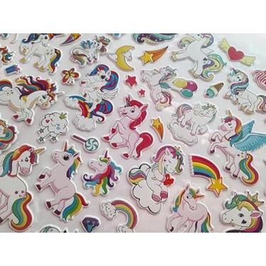 Imagem de 02 Cartelas de Adesivos Hel lo Kitt y Coração Katuri 3D Adesivo Bolha Alto Relevo Puff (01 Unicórnio e/ou Pônei + 01 Hel lo K itty)