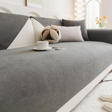 Imagem de Capas de sofá para sofá seccional em forma de L, à prova de animais de estimação, à prova d'água e lavável, capas de sofá antiderrapantes para seccionais com membrana à prova d'água cinza 110 x 110