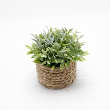 Imagem de Plantas artificiais em miniatura: plantas artificiais em vasos de algas marinhas tecidas à mão, perfeitas para uma decoração interior rústica ou como presente.