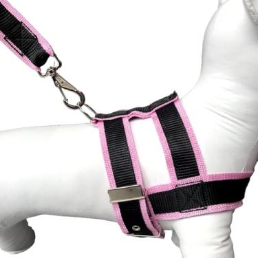 Imagem de Conjunto Peitoral Com Guia De Nylon Duplo Especial Super Resistente Para Cachorro Cão Grande Porte(Rosa,9)