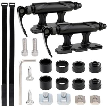 Imagem de 2 peças Dioty bloco de montagem de garfo de bicicleta, liga de liberação rápida através do eixo para carro, bicicleta, suporte de teto de caminhão, cama, bicicleta com 4 adaptadores para estrada, MTB