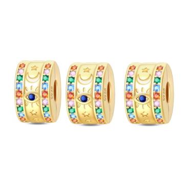 Imagem de QIKAOLA Pingentes com clipe dourado para pulseiras Pandora, espaçadores, berloques, joias, presente para mulheres