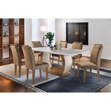 Imagem de Sala de Jantar Completa 180Cm + 6 Cadeiras Imbuia Chocolate Capuccino