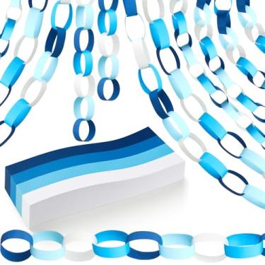 Imagem de Lincia Guirlanda de corrente de papel de Natal de 600 folhas, faixa de corrente de artesanato de construção DIY para decoração de festa de Ação de Graças de inverno, 1 x 20 cm com fita dupla face