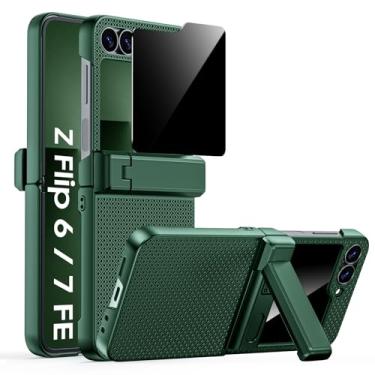 Imagem de Spugan Capa para Galaxy Z Flip 6, suporte oculto e protetor de tela de privacidade integrado e proteção de dobradiça aprimorada, capa protetora fina à prova de choque para celular para Samsung Z Flip