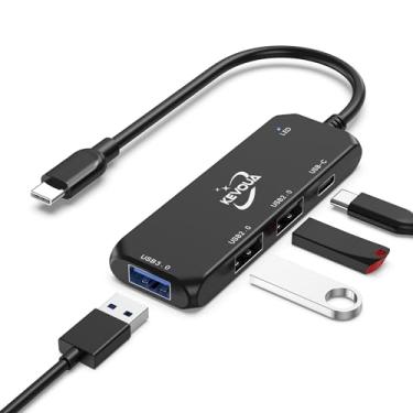 Imagem de Kevoua Hub USB C de 4 portas, mini adaptador com 1 USB 3.0, 1 USB C, 2 portas USB 2.0 para MacBook Pro, Air, iMac, Surface Pro, XPS, transferência de dados portátil ultrafina (K407C)