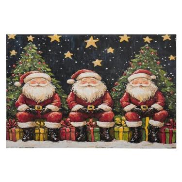Imagem de CEBUGI Tapete de área 60 x 90 cm macio lavável tapete antiderrapante com suporte de borracha tapetes de área de Papai Noel para sala de estar, quarto, decoração de casa