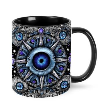 Imagem de Jumou Caneca de café para olhos 325 ml copo de cerâmica engraçado bonito para mulheres homens novidade presentes de aniversário Natal micro-ondas escritório casa