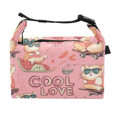 Imagem de STAYTOP Lancheira fofa de hamster com fivela de alça, lancheira isolada para meninos e meninas, lancheira térmica para trabalho escolar