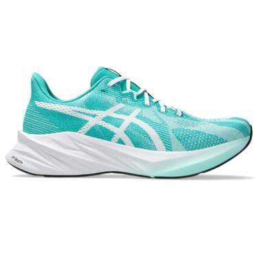 Imagem de ASICS Tênis de corrida masculino DYNABLAST 5, Branco/azul-petróleo ondulado, 45