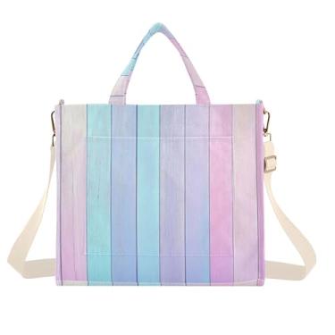 Imagem de Burbuja Sacola feminina de madeira pastel colorida, bolsa tiracolo de veludo cotelê, bolsa transversal para compras, trabalho, viagem, P, B112, Medium