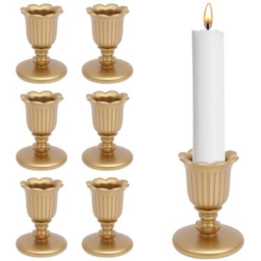 Imagem de KHZSPP 6 peças de castiçal vintage, castiçais rústicos cônicos para decoração antiga vitoriana retrô mesa de jantar de Natal e casamento