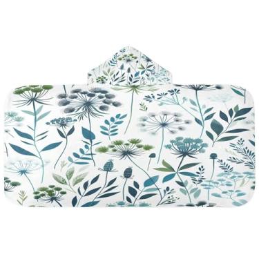 Imagem de Burbuja Blue Twig Toalha de banho com capuz para crianças, toalha de praia de pelúcia macia absorvente para meninas e meninos 3-10 anos, 61 x 127 cm