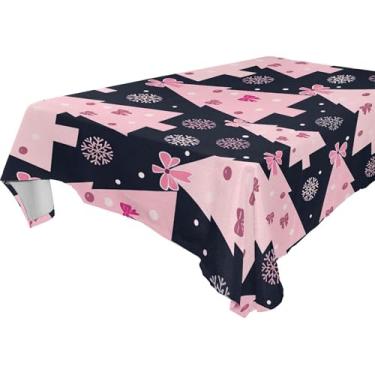 Imagem de Burbuja Toalha de mesa de árvore de Natal, toalha de mesa quadrada anti-rugas grossa para decoração de jantar, cozinha, festa, 152 x 152 cm