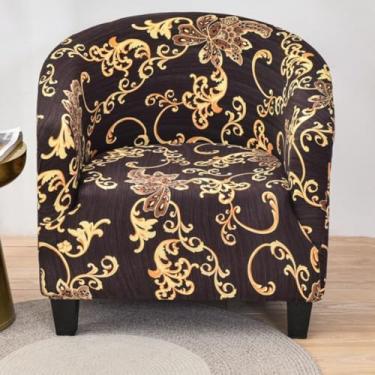 Imagem de Capas de cadeira estampadas redondas, capa de poltrona elástica, protetor de móveis removível, com fundo elástico para cafeterias, bares e quartos de hóspedes - Tipo 02||Meio círculo individual 65-90