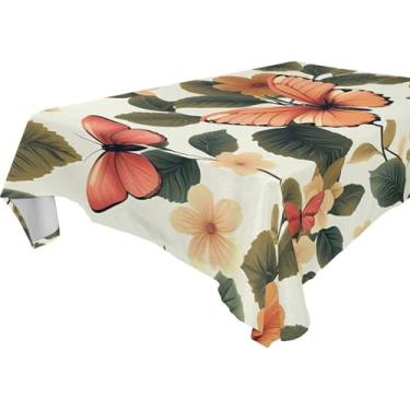 Imagem de Burbuja Toalha de mesa de borboletas florais vibrantes, toalha de mesa retangular, anti-rugas, grossa para decoração de jantar, cozinha, festa, 152 x 228 cm