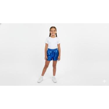 Imagem de Short Metalizado Menina Lame - AVM Confecções, Azul, 2