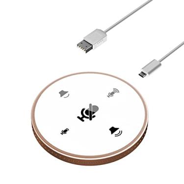 Imagem de Microfone de Conferência USB para Desktop com Alto-Falante Integrado Condensador Omnidirecional 360 Função Mudo Ajuste Volume Plug Play Compatível PC Notebook Gravação Videoconferência Chat Jogos Onli