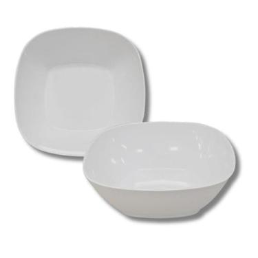 Imagem de Tigela Quadrada Lisa de Melamina Branca Leve Resistente - 1500mL - 21c