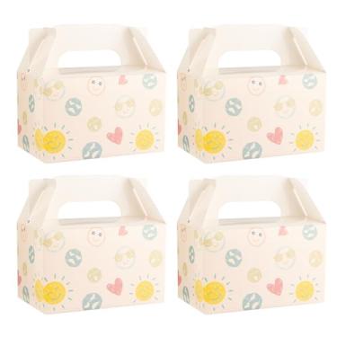 Imagem de NyuOurea 10 caixas de lembrancinhas de festa, caixa de presente de 16,5 x 10 x 10 cm com alça, caixas de frontão perfeitas para doces, biscoitos, aniversário, Natal, casamento, chá de bebê, formatura