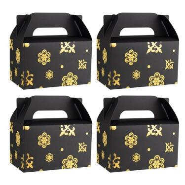 Imagem de NyuOurea 10 caixas de lembrancinhas de festa, caixa de presente de 16,5 x 10 x 10 cm com alça, caixas de frontão perfeitas para doces, biscoitos, aniversário, Natal, casamento, chá de bebê, formatura