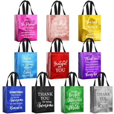 Imagem de Feifeiya 30 peças de sacos de presente de agradecimento de funcionários a granel sacos de presente não tecidos com alças bolsa de presente reutilizável de Natal para funcionários colegas de trabalho