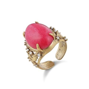 Imagem de HZMAN Anel aberto turquesa natural, estilo palácio vintage, ajustável, latão antigo, joia feita à mão para mulheres, Metal, Strass