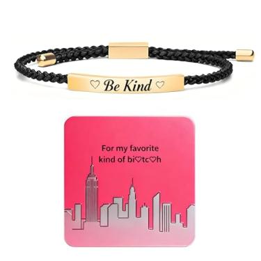Imagem de Long tiantian Pulseira Be Kind of a B, joia feminista engraçada para mulheres confiantes, citação atrevida, presente de empoderamento para ela, Large, Zinco, Sem Pedra Preciosa