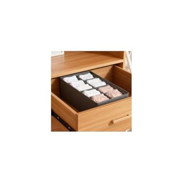 Imagem de Organizador de Gaveta com 8 Compartimentos, TNT, Cinza, 32x32x10 cm, Dobrável, para Roupas Íntimas e Meias