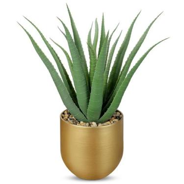 Imagem de Vaso de ouro realista de 32 cm para plantas artificiais Briful Agave