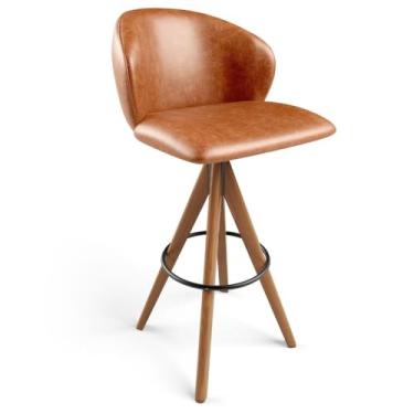 Imagem de Banqueta Alta Giratória Bar Cozinha Sala de Jantar Bar Mia L02 Couríssimo Camel - Lyam Decor
