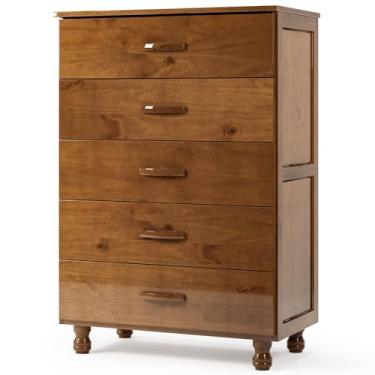 Imagem de Cômoda Para Quarto 5 Gavetas Madeira Maciça Jope M06 Imbuia Brilho - Lyam Decor