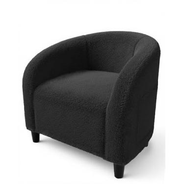 Imagem de GarveeHome Accent Chair Barrel Boucle Chair Club Chair Sherpa Poltrona adequada para sala de estar, quarto, sala de recepção, escritório (cinza escuro)